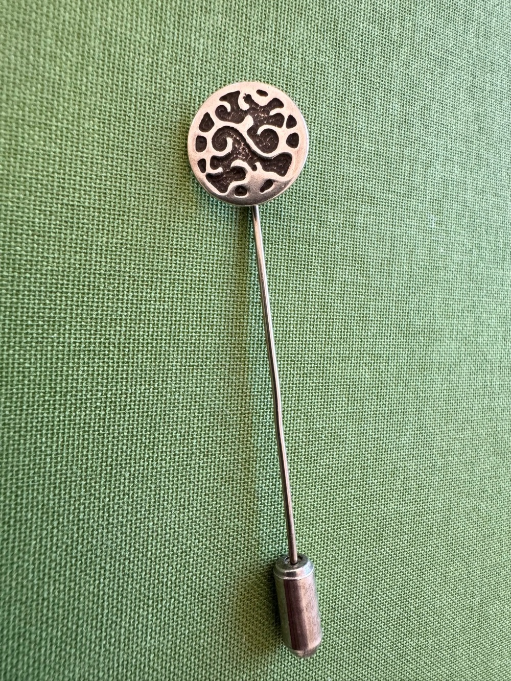 Vintage Teri Inc. Silver Tone Swirl Stick Pin/Lapel  or Hat Pin